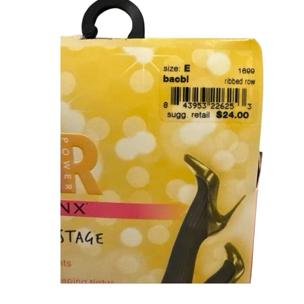 NWT Star Power by SPANX Shaping Tights Black Ribbed Row Pattern Size E‎